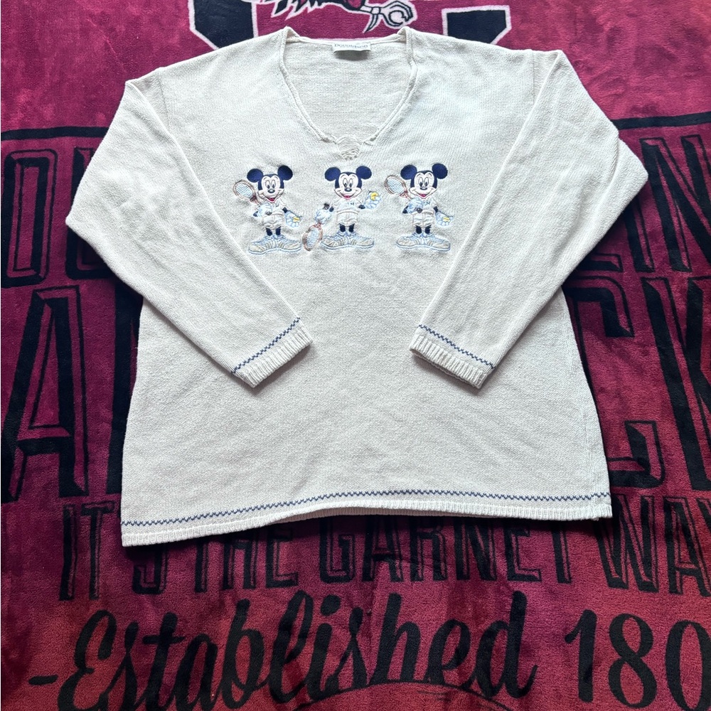 Disney White Sweater with Mickey Mouse Design